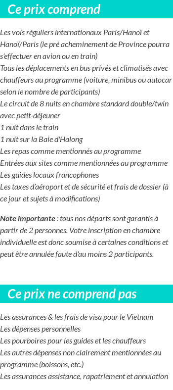 Conditions tarifaires