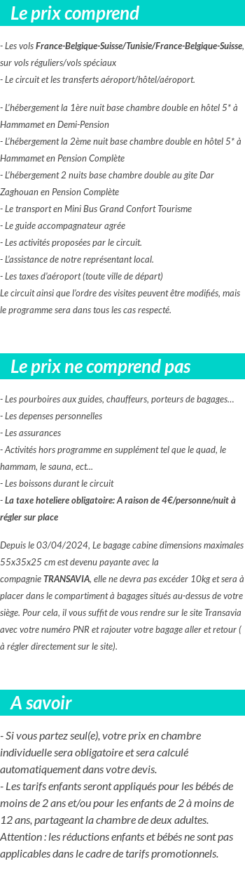 Conditions tarifaires