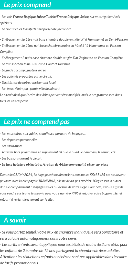 Conditions tarifaires