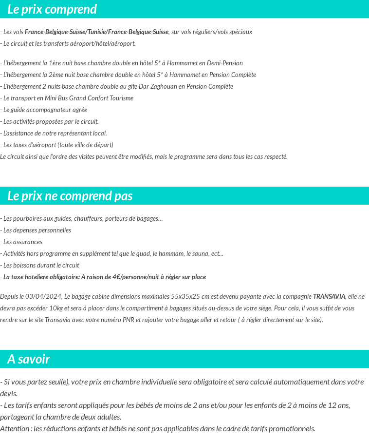 Conditions tarifaires