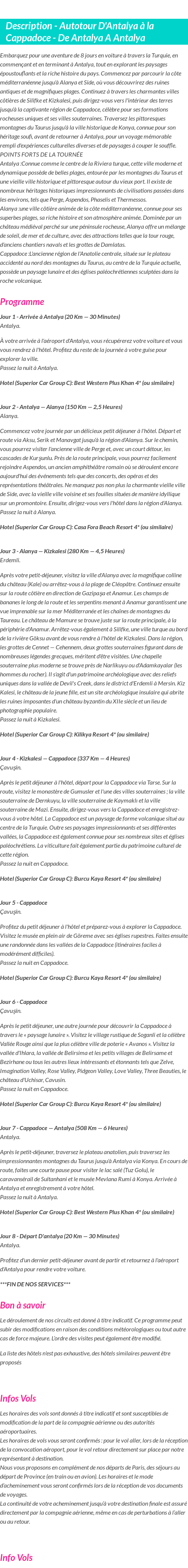 Détails du séjour