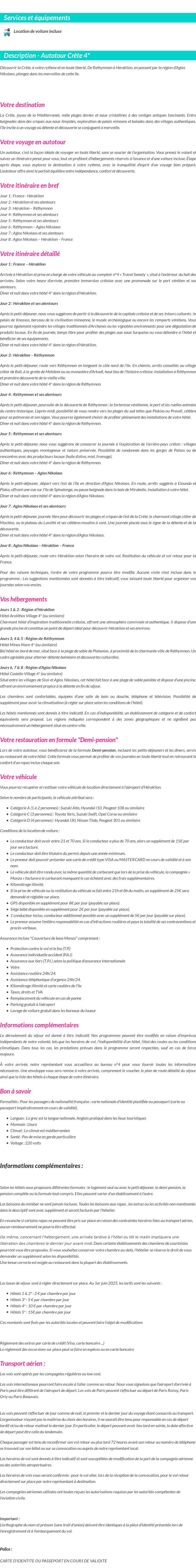 Détails du séjour