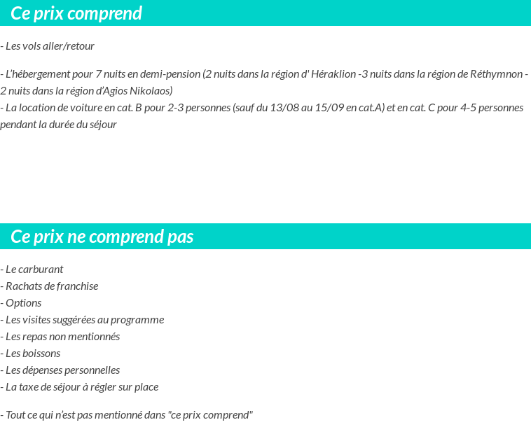 Conditions tarifaires