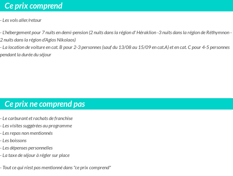 Conditions tarifaires