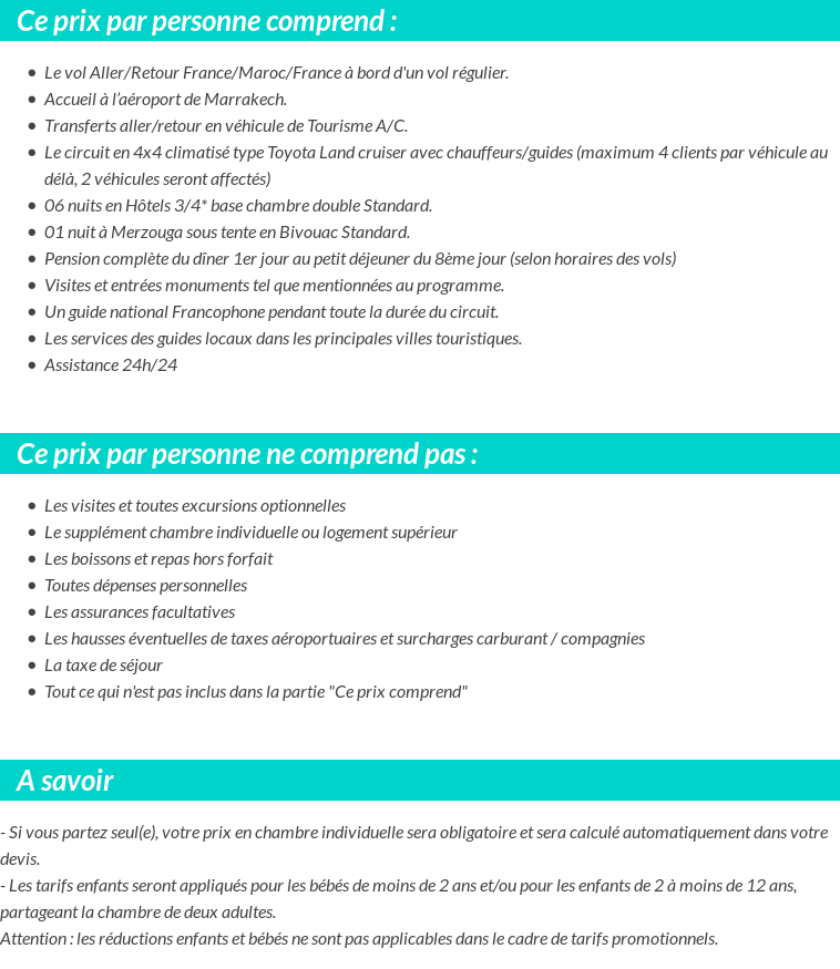 Conditions tarifaires