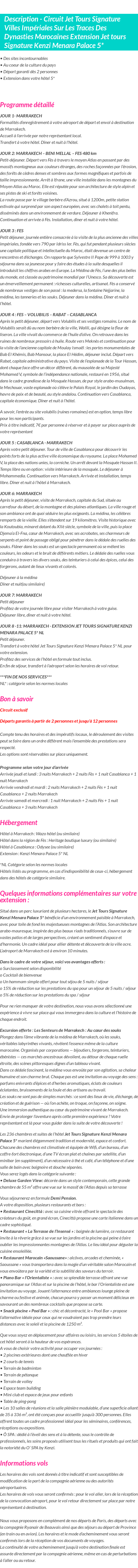 Détails du séjour