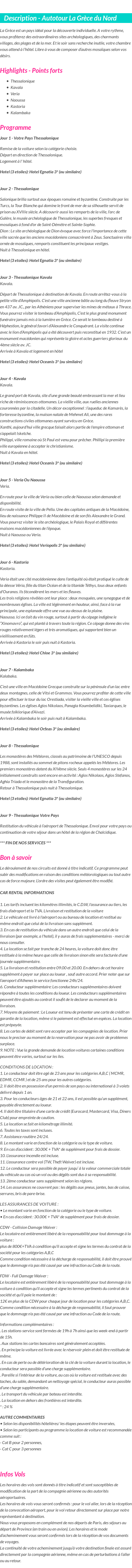 Détails du séjour