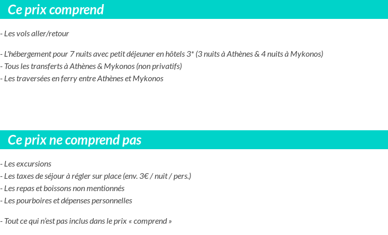 Conditions tarifaires