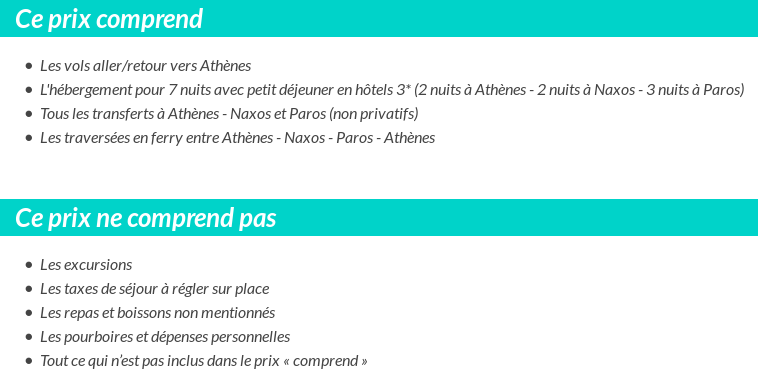 Conditions tarifaires