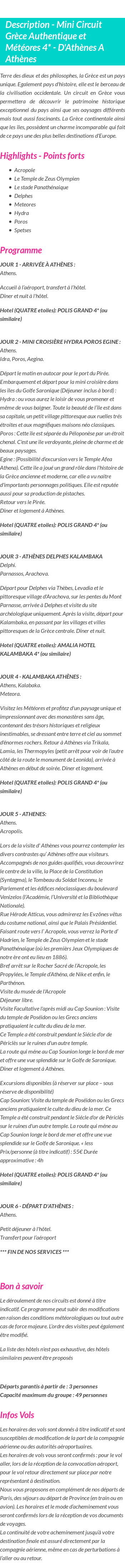 Détails du séjour