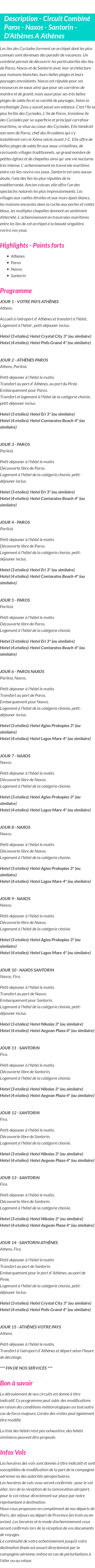 Détails du séjour