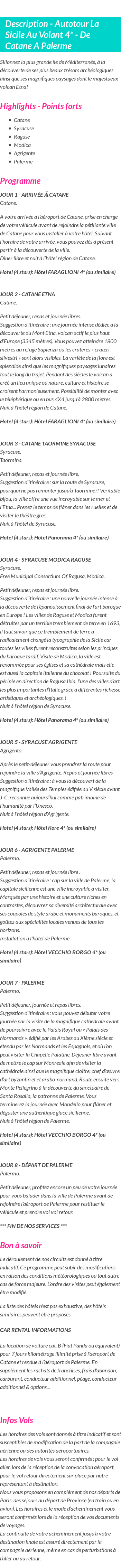 Détails du séjour