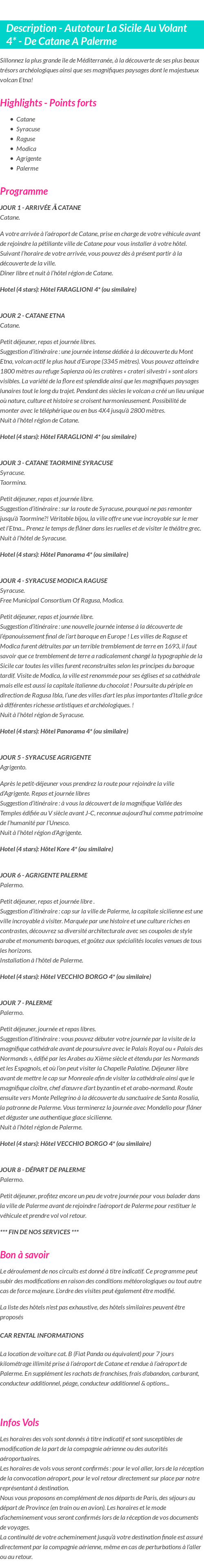 Détails du séjour