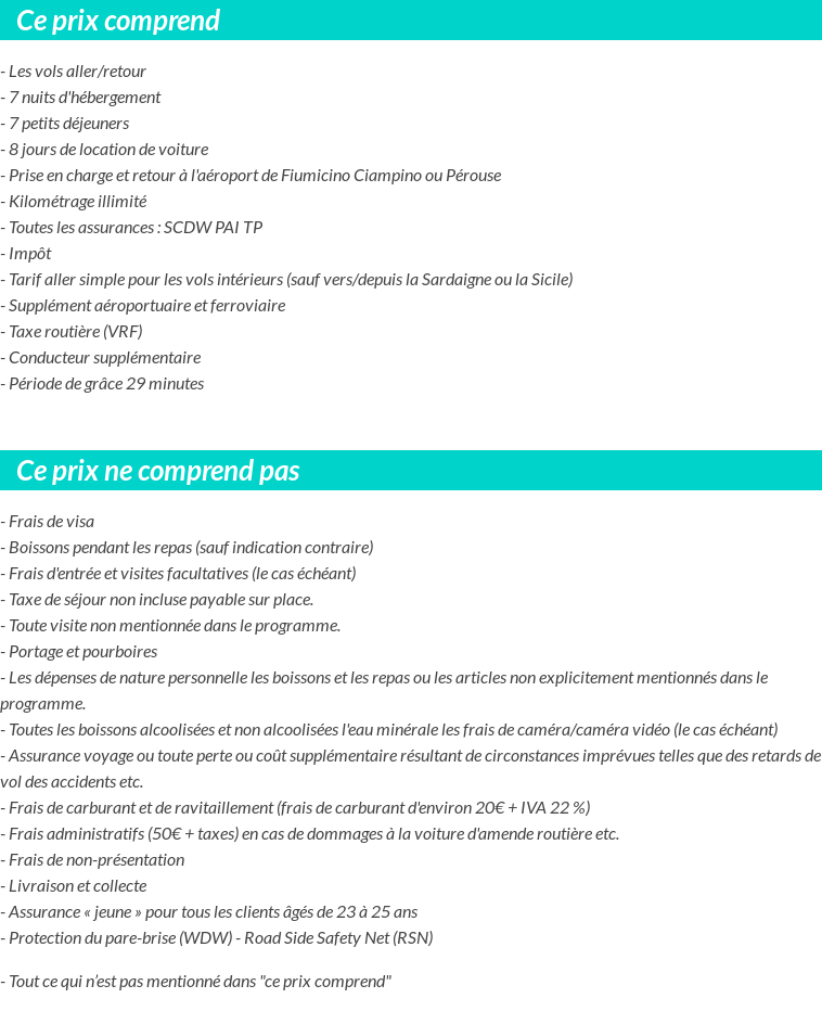 Conditions tarifaires
