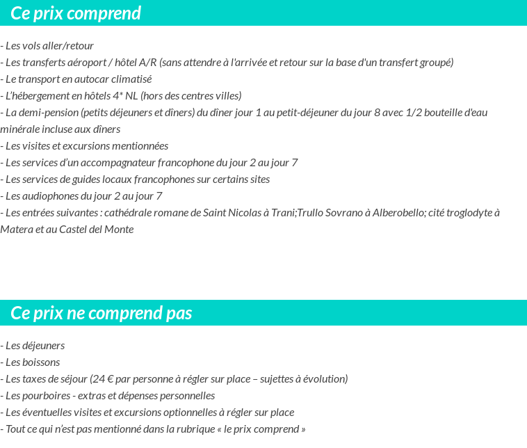 Conditions tarifaires