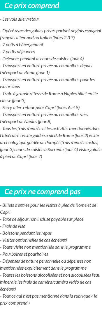 Conditions tarifaires