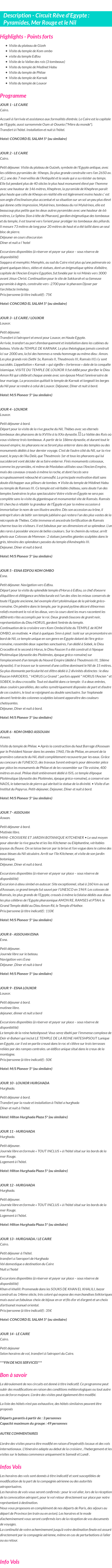 Détails du séjour