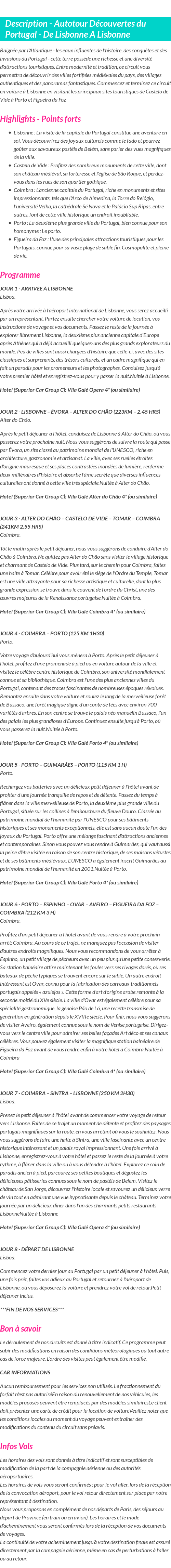Détails du séjour