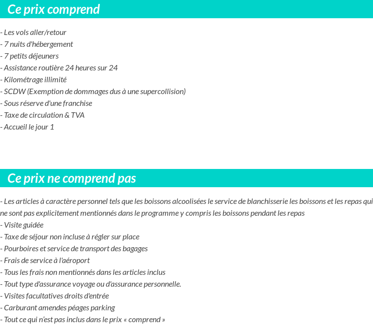 Conditions tarifaires