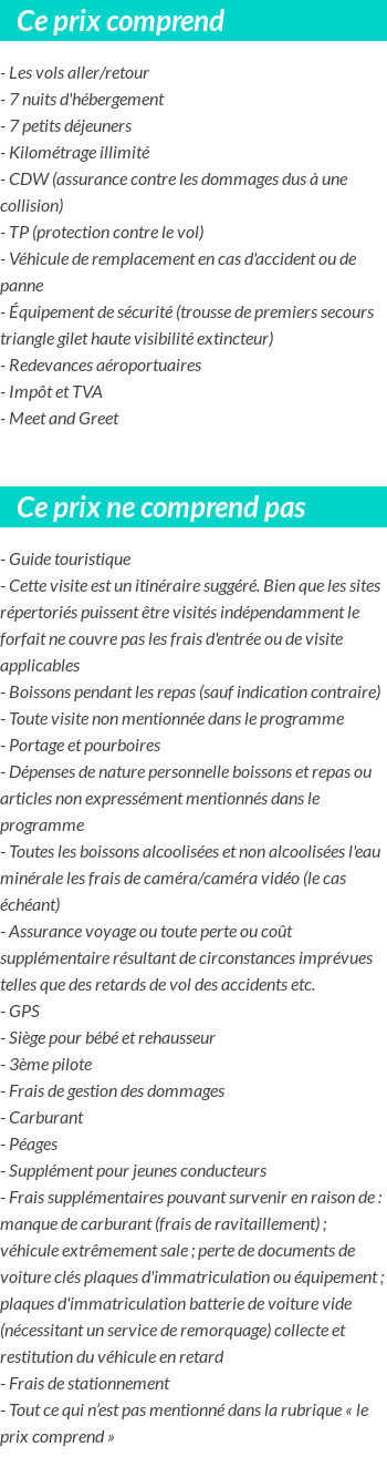 Conditions tarifaires