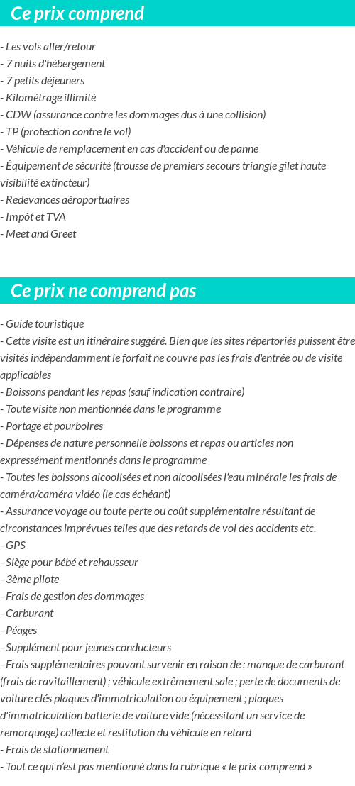 Conditions tarifaires