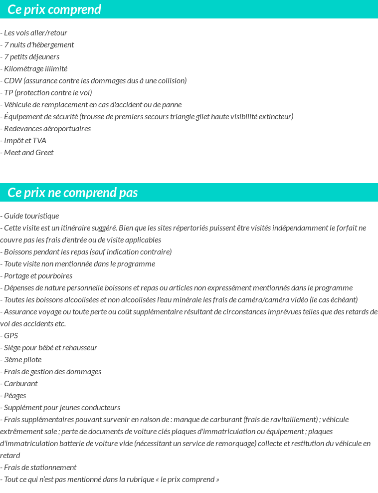 Conditions tarifaires