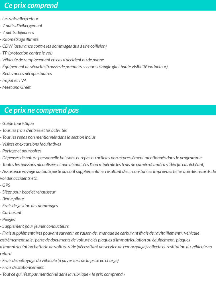 Conditions tarifaires