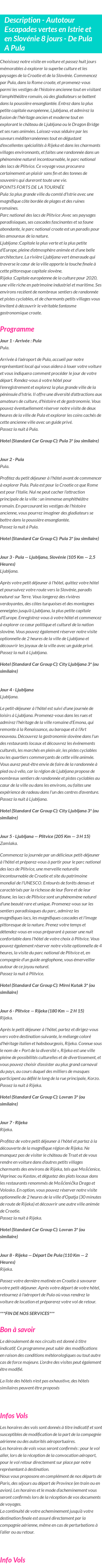Détails du séjour
