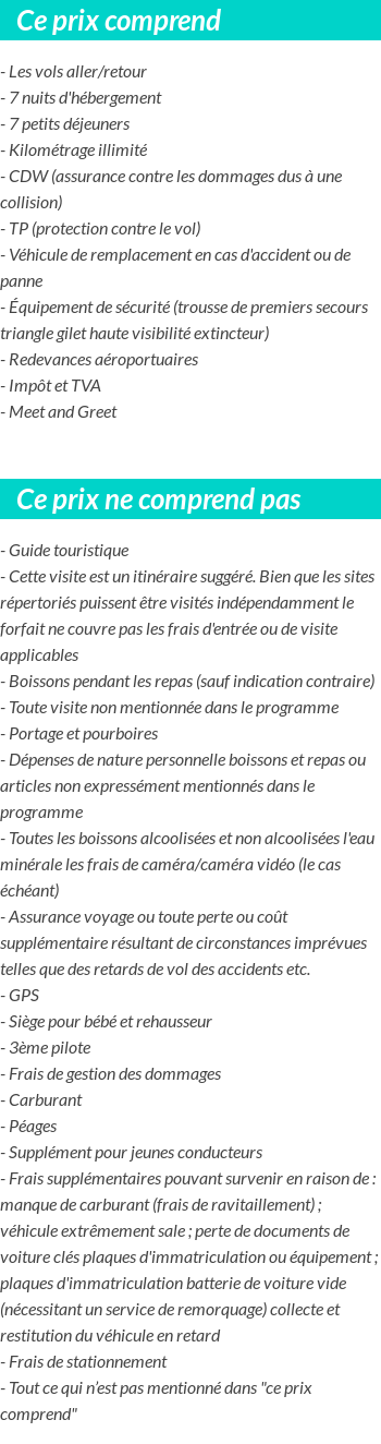 Conditions tarifaires