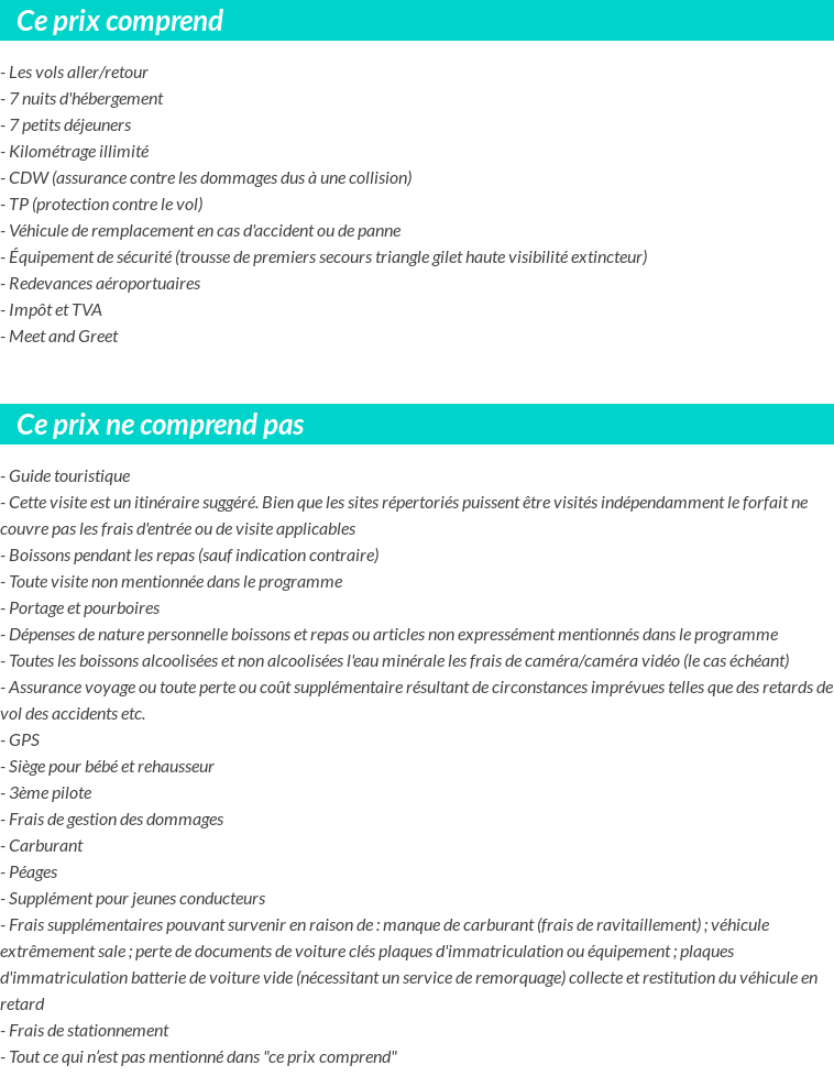 Conditions tarifaires