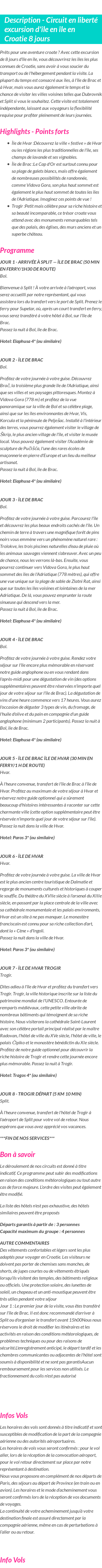 Détails du séjour