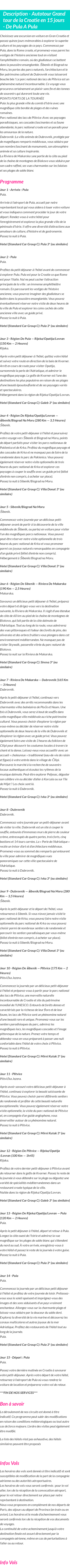 Détails du séjour