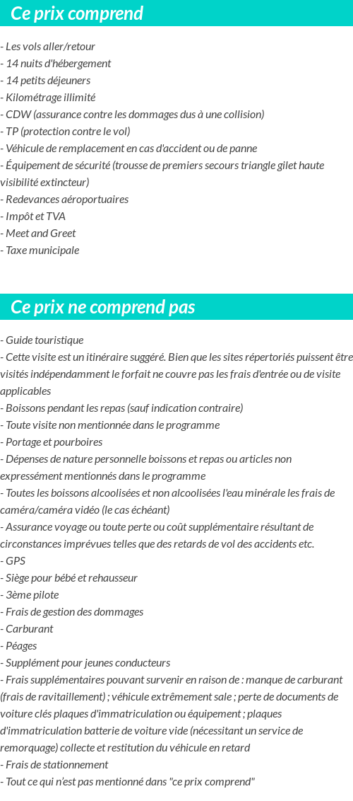 Conditions tarifaires