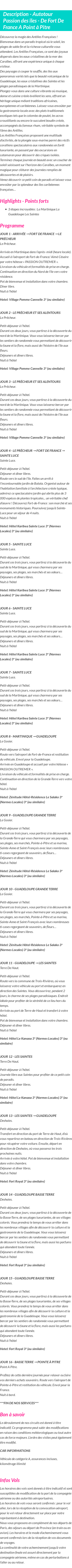 Détails du séjour
