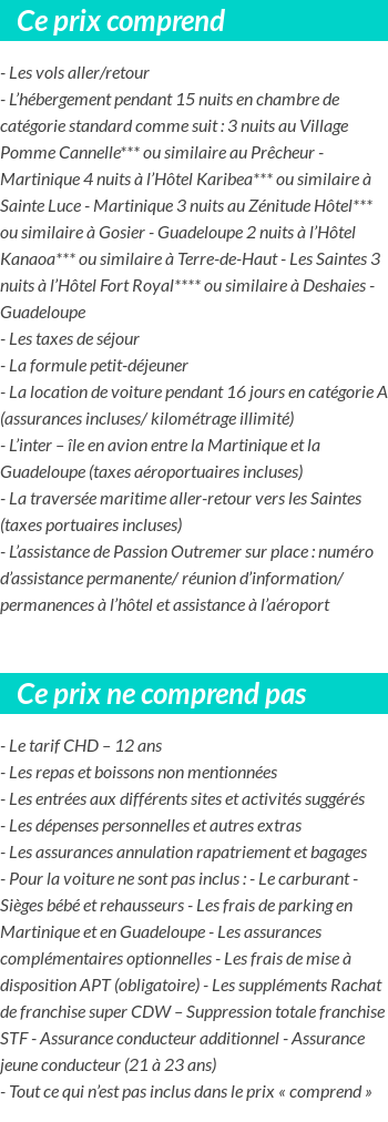 Conditions tarifaires