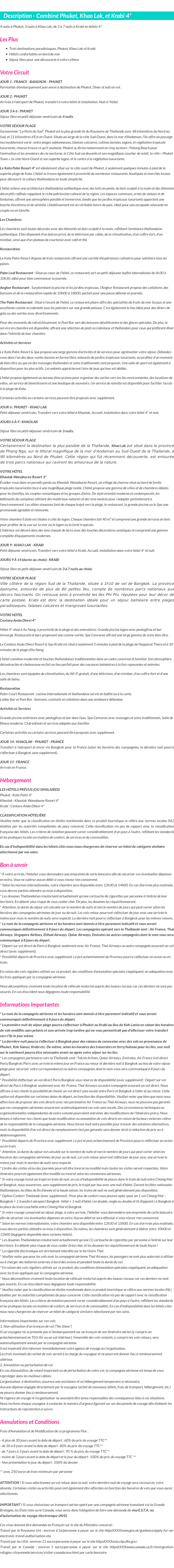 Détails du séjour