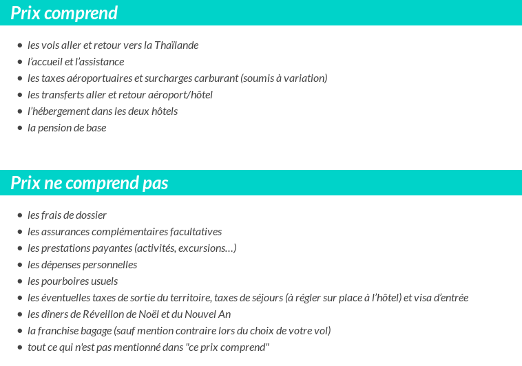 Conditions tarifaires