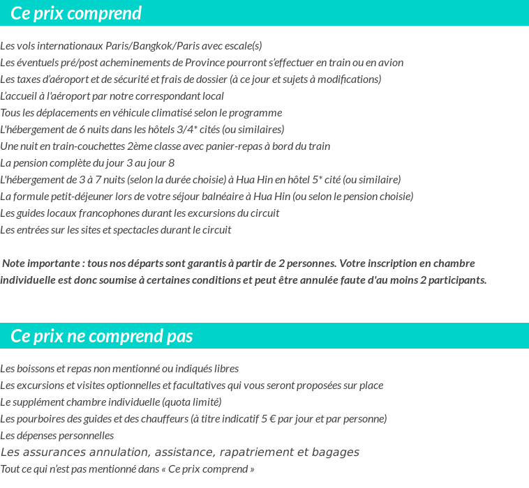 Conditions tarifaires