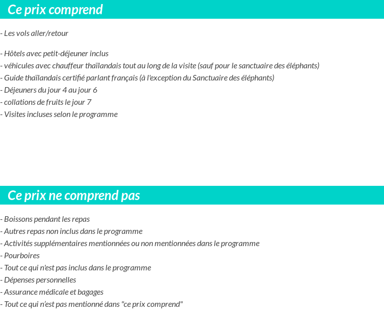 Conditions tarifaires