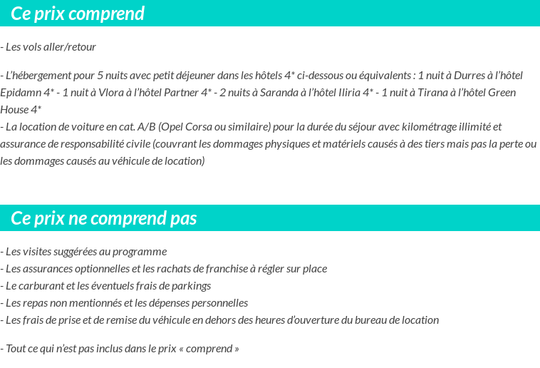 Conditions tarifaires