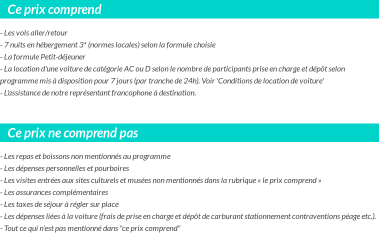 Conditions tarifaires