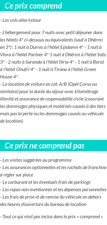 Conditions tarifaires