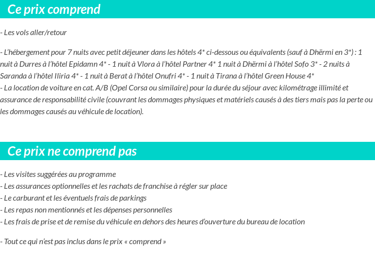 Conditions tarifaires