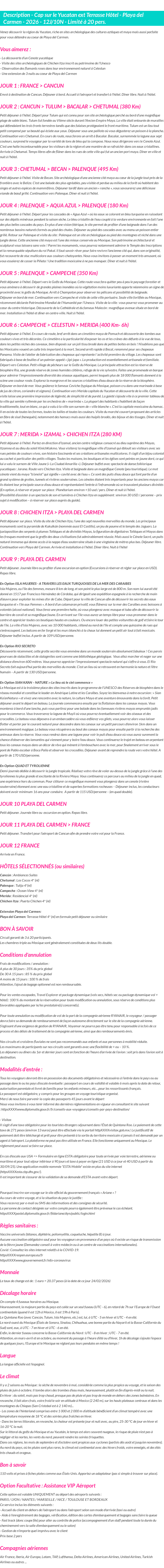 Détails du séjour