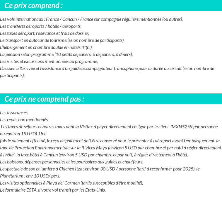 Conditions tarifaires