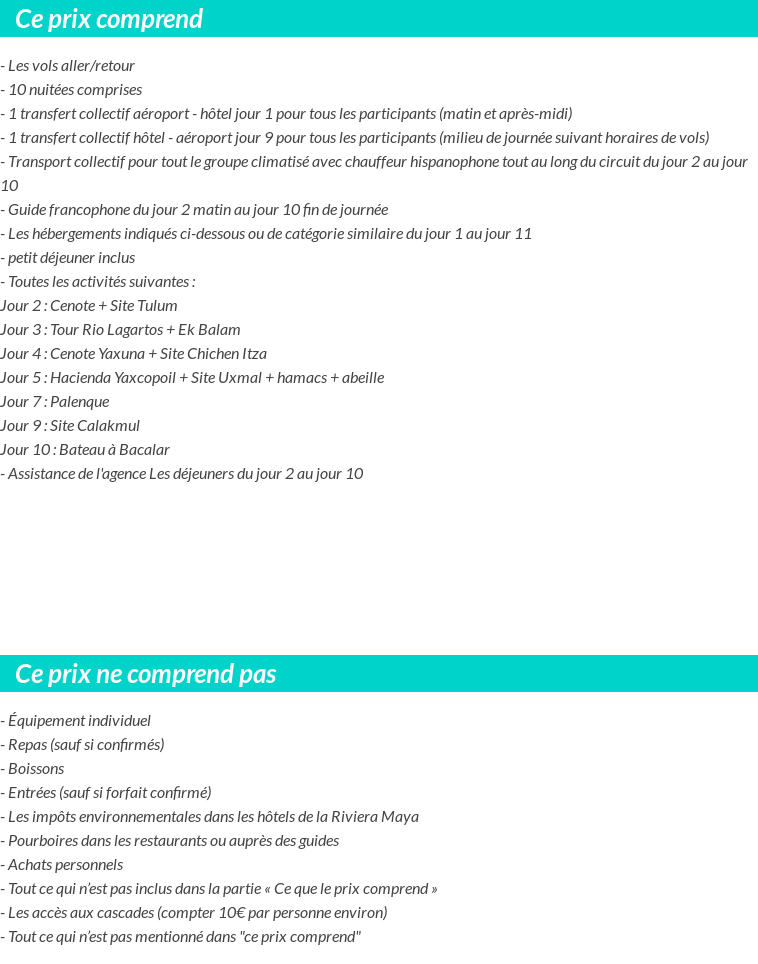 Conditions tarifaires