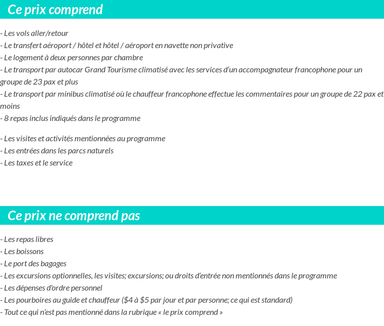 Conditions tarifaires