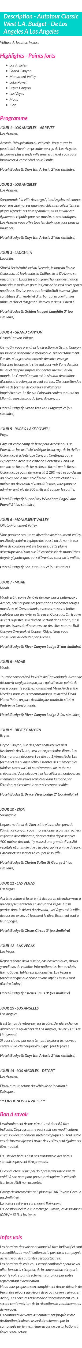 Détails du séjour