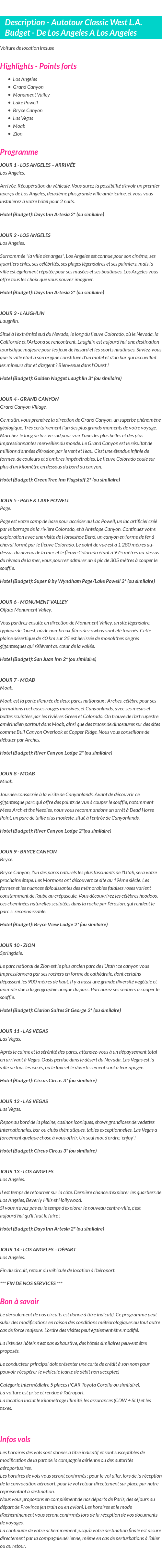 Détails du séjour