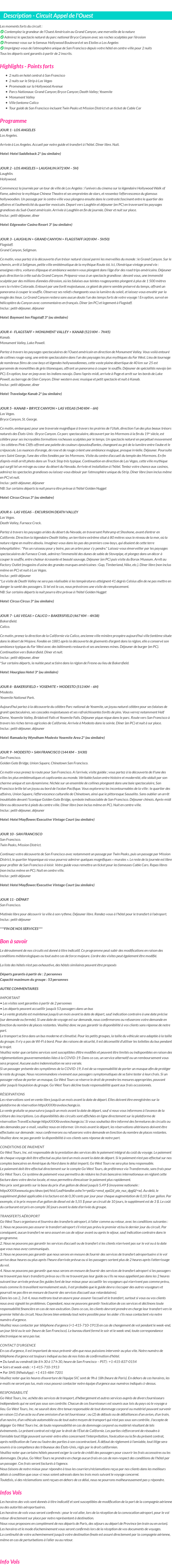 Détails du séjour